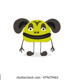 Character green monster, isolated on white background.