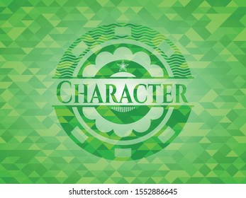 Character green mosaic emblem. Vector Illustration. Detailed.