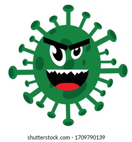 Character of a green virus that is angry