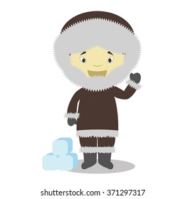 Character from Greenland dressed in the traditional way Vector Illustration. Kids of the World Collection.