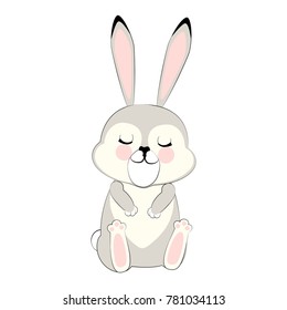 character grey sleepy Bunny. cute beast. vector cartoon character
