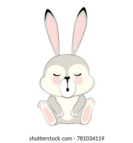 character grey sleepy Bunny. cute beast. vector cartoon character
