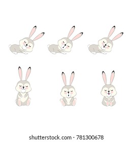 character grey sleepy Bunny. cute beast. vector cartoon character
