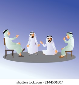 A character of Gulf Arabs talking while sitting