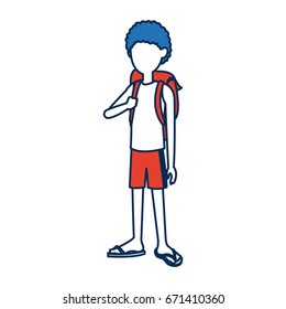 character guy young traveler standing person