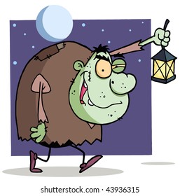 Character halloween igor with lantern