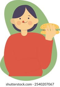 Personaje del Día de la Hamburguesa. Ilustración vectorial en forma de dibujos animados. 