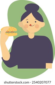 Charakter des Hamburger Tages. Vektorgrafik in Cartoon-Form. 