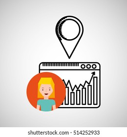 character hand draw pin web icon vector illustration eps 10