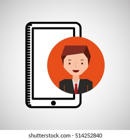 character hand draw smartphone icon vector illustration eps 10