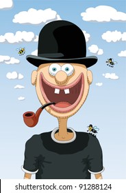 character happy with bowler