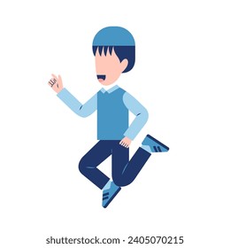 Character Of Happy Muslim Boy
