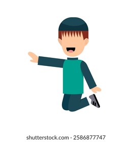 Character Of Happy Muslim Boy