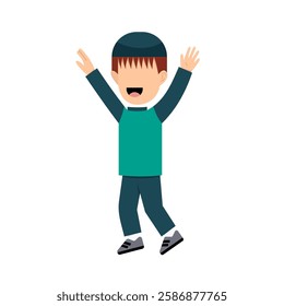 Character Of Happy Muslim Boy