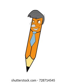  Character happy pencil with face. Vector illustration