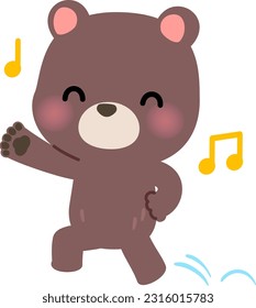 Character of a happy skipping bear