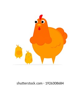 Character of a hen on white background.