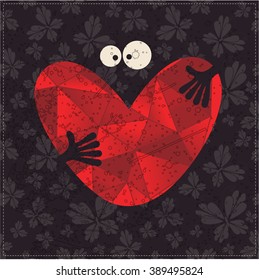 Character hold red heart in hands