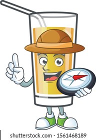 Character holding compass in the apple cider cartoon