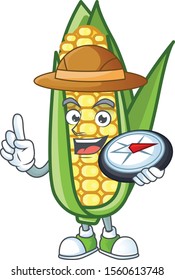 Character holding compass in the cartoon a corn