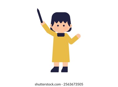 character holding a pen | Creative Illustration ( vector female deformation simple )