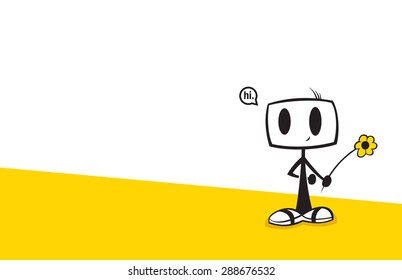 Character Holding Yellow Flower