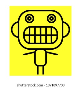 Character human face ogo icon template vector illustration. Outline on yellow background.