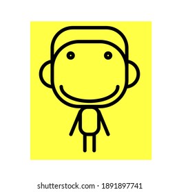 Character human face ogo icon template vector illustration. Outline on yellow background.