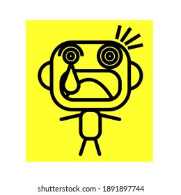 Character human face ogo icon template vector illustration. Outline on yellow background.