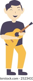 Personalidade da atividade musical humana. Personagem de Animação de Músico. Ilustração de vetor