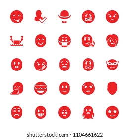 Character icon. collection of 25 character filled icons such as face, user and tick, emot in sun glasses, emoji in mask, sad emot. editable character icons for web and mobile.