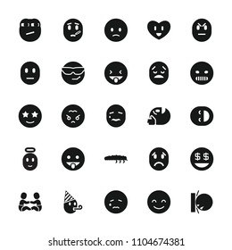 Character icon. collection of 25 character filled icons such as smiling emot, crying emot, happy emoji with star eyes. editable character icons for web and mobile.