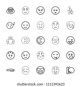 Character icon. collection of 25 character outline icons such as wink emot, smiling emot, emoji showing tongue. editable character icons for web and mobile.