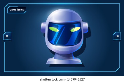 Сosmic character icon element for space 2d game, on an isolated background. Pilot of a spacecraft.