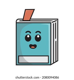 Un personaje o icono en forma de arte vectorial que representa un libro con una cara linda.