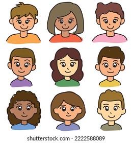 Character icon vector illustration set for element graphic design, avatar vector, avatar for profile