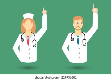 Character icons male Doctor and female Nurse in uniform