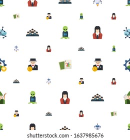 character icons pattern seamless. Included editable flat alien, Joker, AI Robot, employee, rich man, businesswoman, skill, archer, Asynchronous Learning icons. character icons for web and mobile.