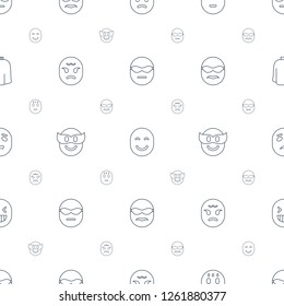 character icons pattern seamless white background. Included editable line cool emot in sunglasses, smiling emot, sweating emot, angry emoji icons. character icons for web and mobile.