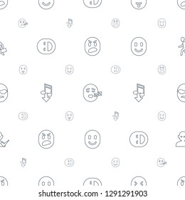 character icons pattern seamless white background. Included editable line angry, sleeping emot, showing tongue emot, laughing emot, eating mouth icons. character icons for web and mobile.