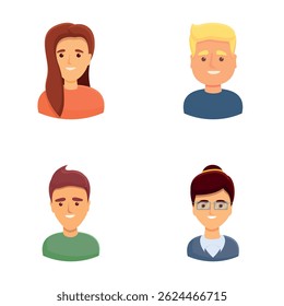 Character icons set cartoon vector. Various men and women face. Cartoon character