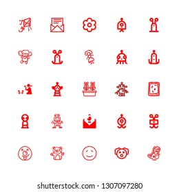 character icons set with monster hand drawn toy, kite hand drawn toy and robot hand drawn toy vector set
