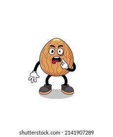 Character Illustration of almond with tongue sticking out , character design