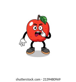 Character Illustration of apple with tongue sticking out , character design