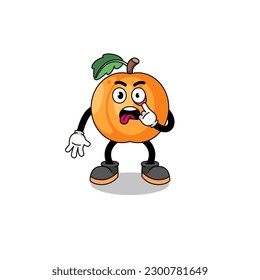 Character Illustration of apricot with tongue sticking out , character design