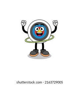 Character Illustration of archery target playing hula hoop , character design
