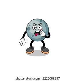 Character Illustration of asteroid with tongue sticking out , character design