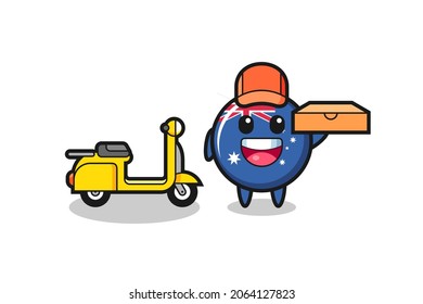 Character Illustration of australia flag badge as a pizza deliveryman , cute style design for t shirt, sticker, logo element