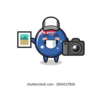 Character Illustration of australia flag badge as a photographer , cute style design for t shirt, sticker, logo element