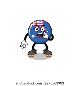 Character Illustration of australia flag with tongue sticking out , character design